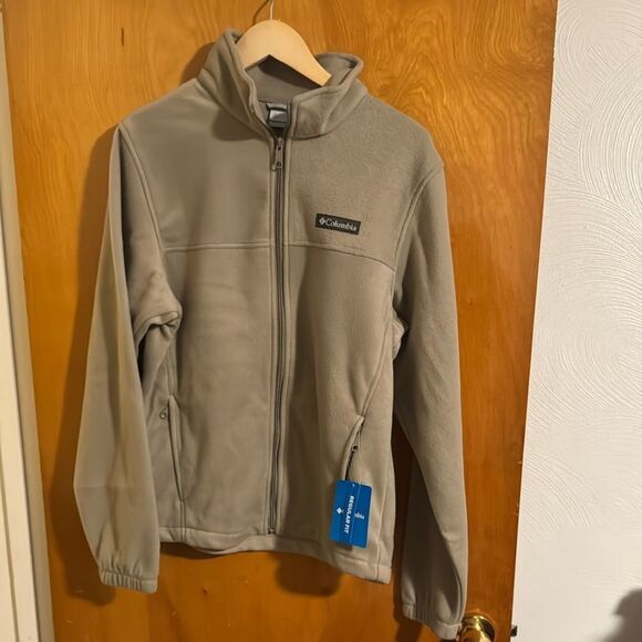 Columbia Jacket Mens Small Tan Zip Pockets Fleece - Picture 1 of 4